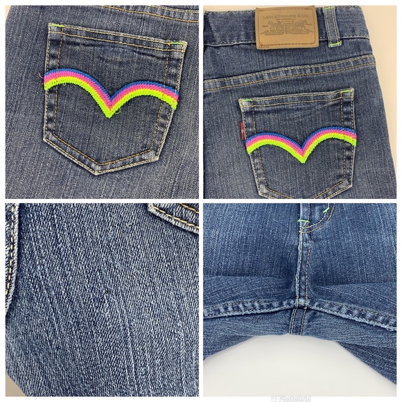 Levi's Girl's Faded Blue Denim Shorts with Embroidered Rainbow Back Pockets, 16 - Picture 15 of 16